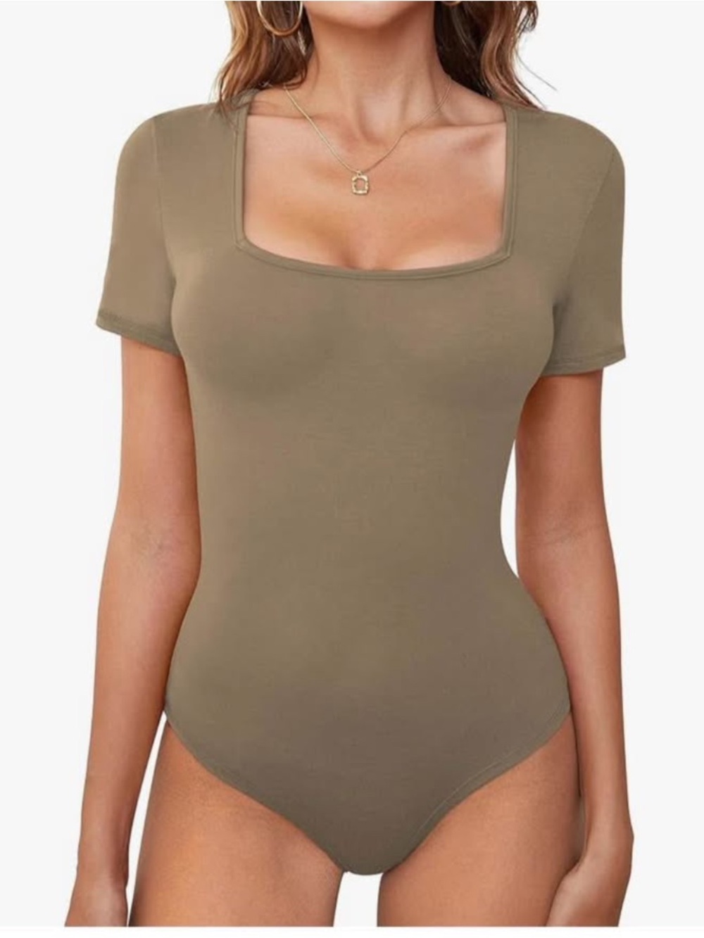 New khaki BodySuit Khaki Short-Sleeve One-Piece Bodysuit Shapewear
Tummy Control